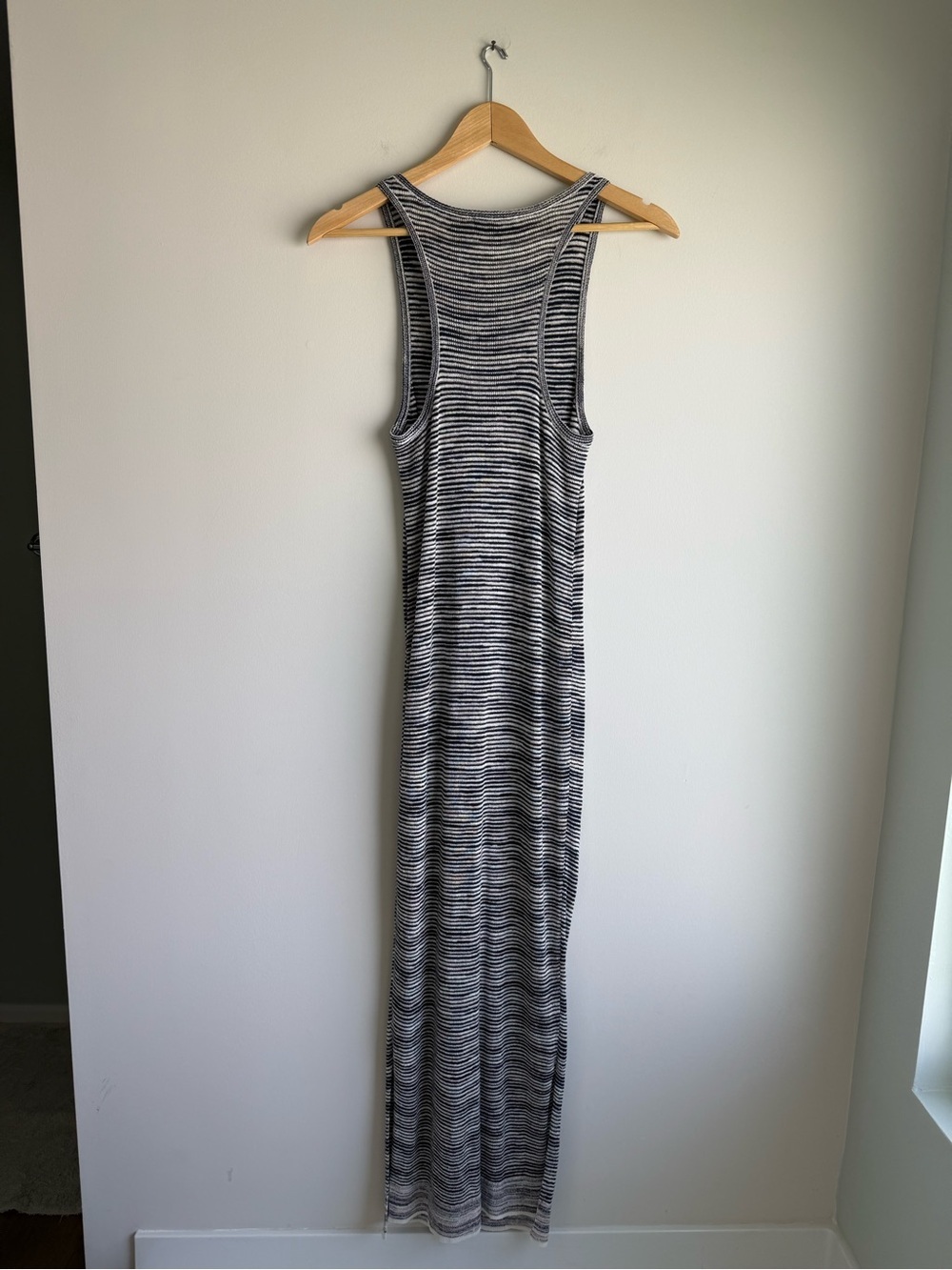 Theory Intrella Space Dye Linen Knit Sleeveless Maxi Dress Gray Small - Picture 3 of 8